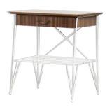 Vintage Mid-Century Scandinavian Modern Brown Walnut Nightstand with White Metal Legs, 1960s