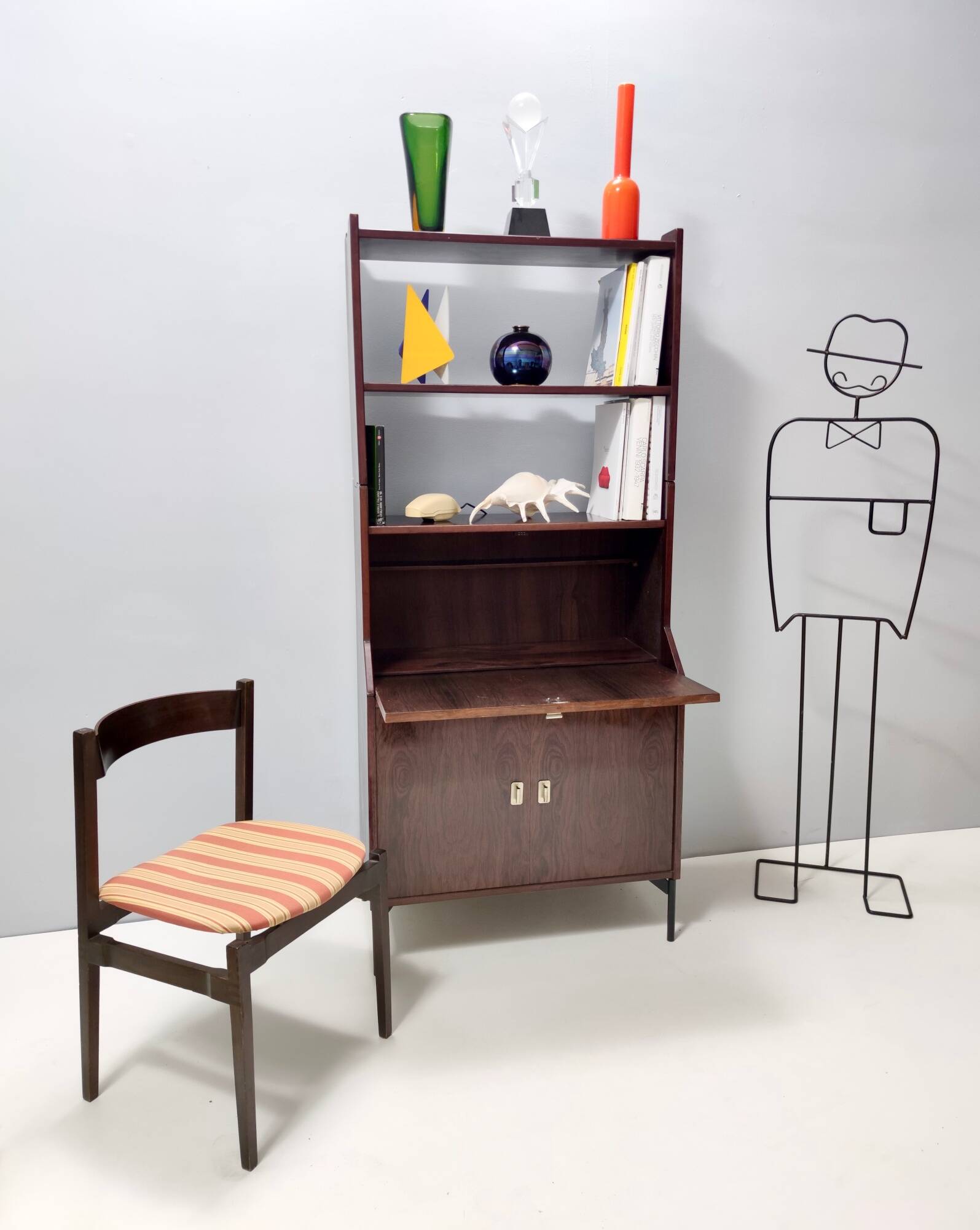 Vintage Walnut Bookshelf and Secretaire by Claudio Salocchi for Sormani, Italy