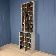Large old industrial wooden workshop pigeonhole cabinet