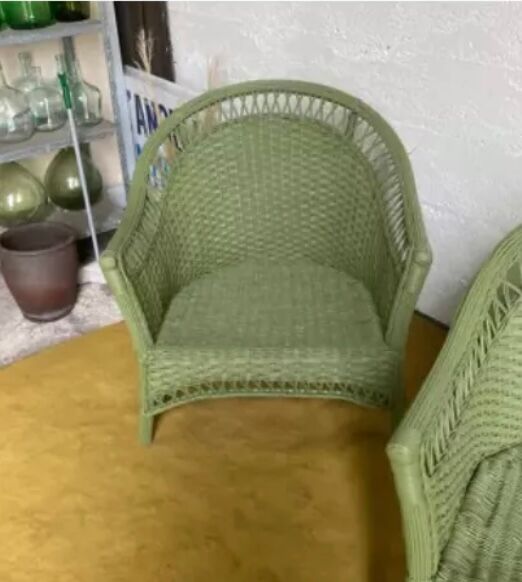 Paire de fauteuils rotin