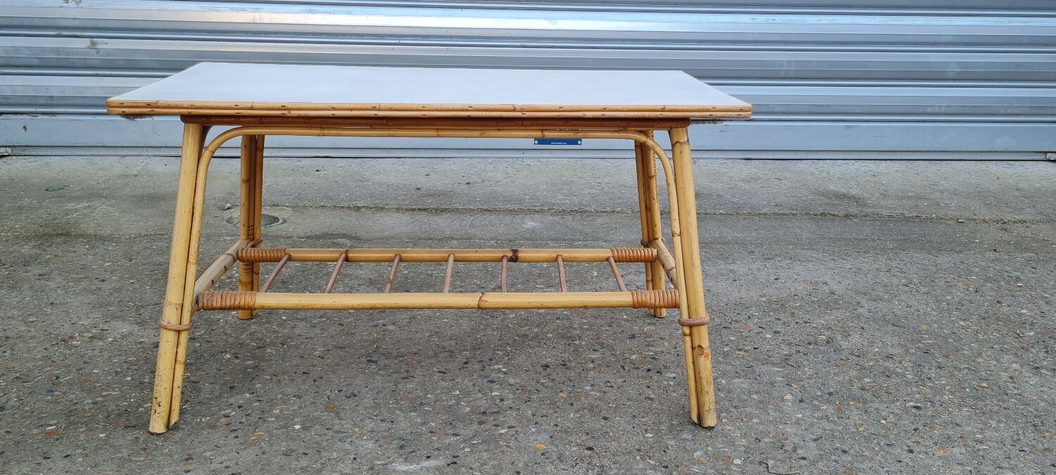 Rattan coffee table 50s