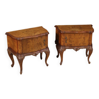 Paire de tables de chevet italiennes en bois, années 50