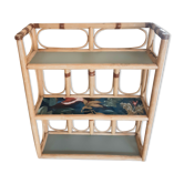 Étagère en rotin relookée , vintage, années 50