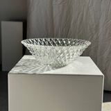 Large classic diamond-tipped glass salad bowl