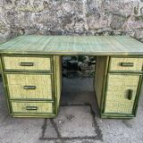 Large green rattan desk