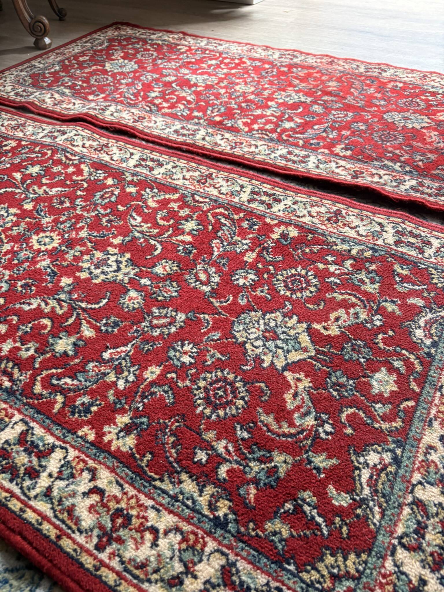 Ancient Pair of Red Kashan Oriental Ispahan Persian Rugs