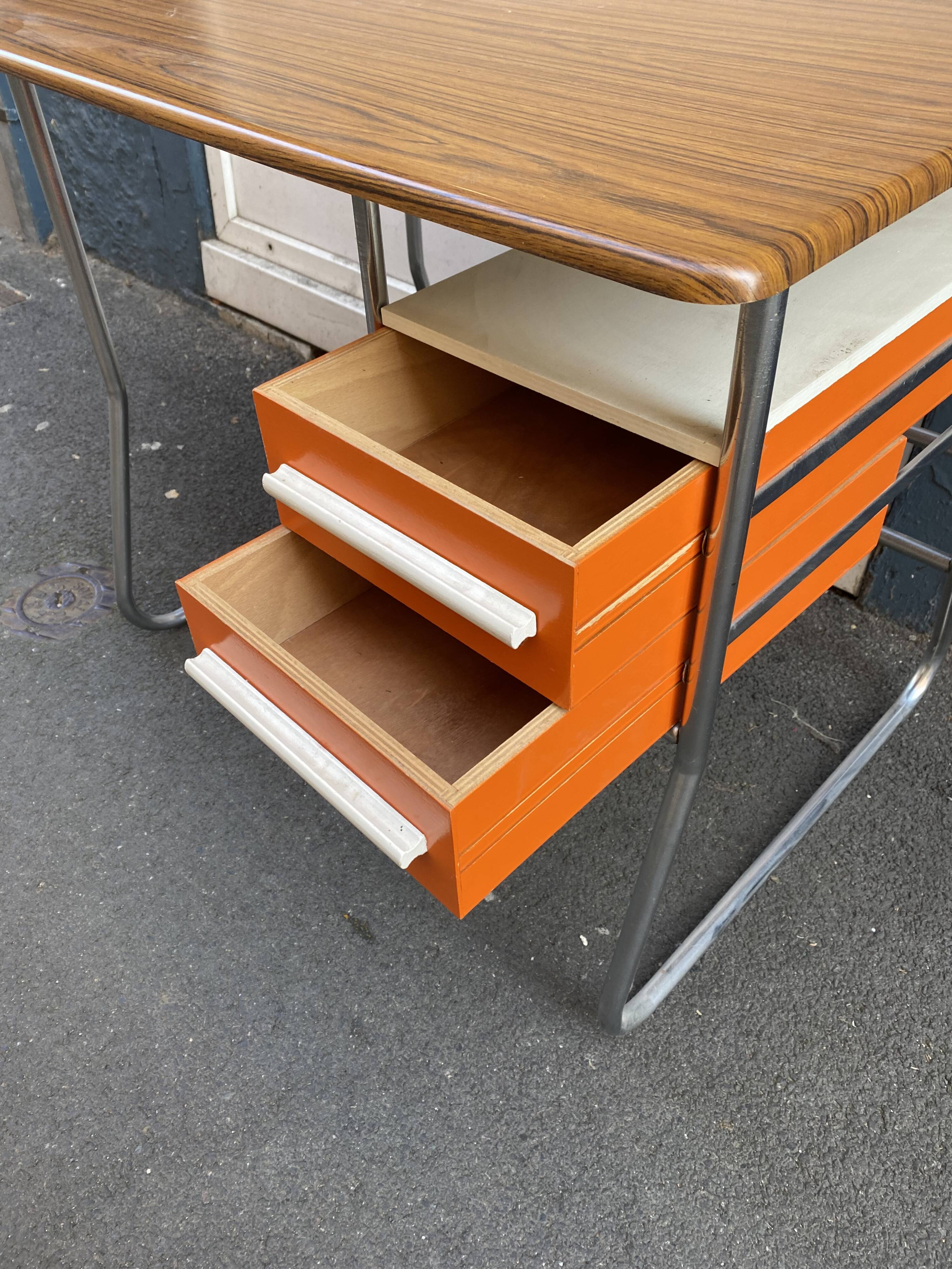 Vintage desk formica metal and wood 70's