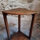 Vintage oak nesting tables set, round coffee table from the 1960s with two integrated side tables.