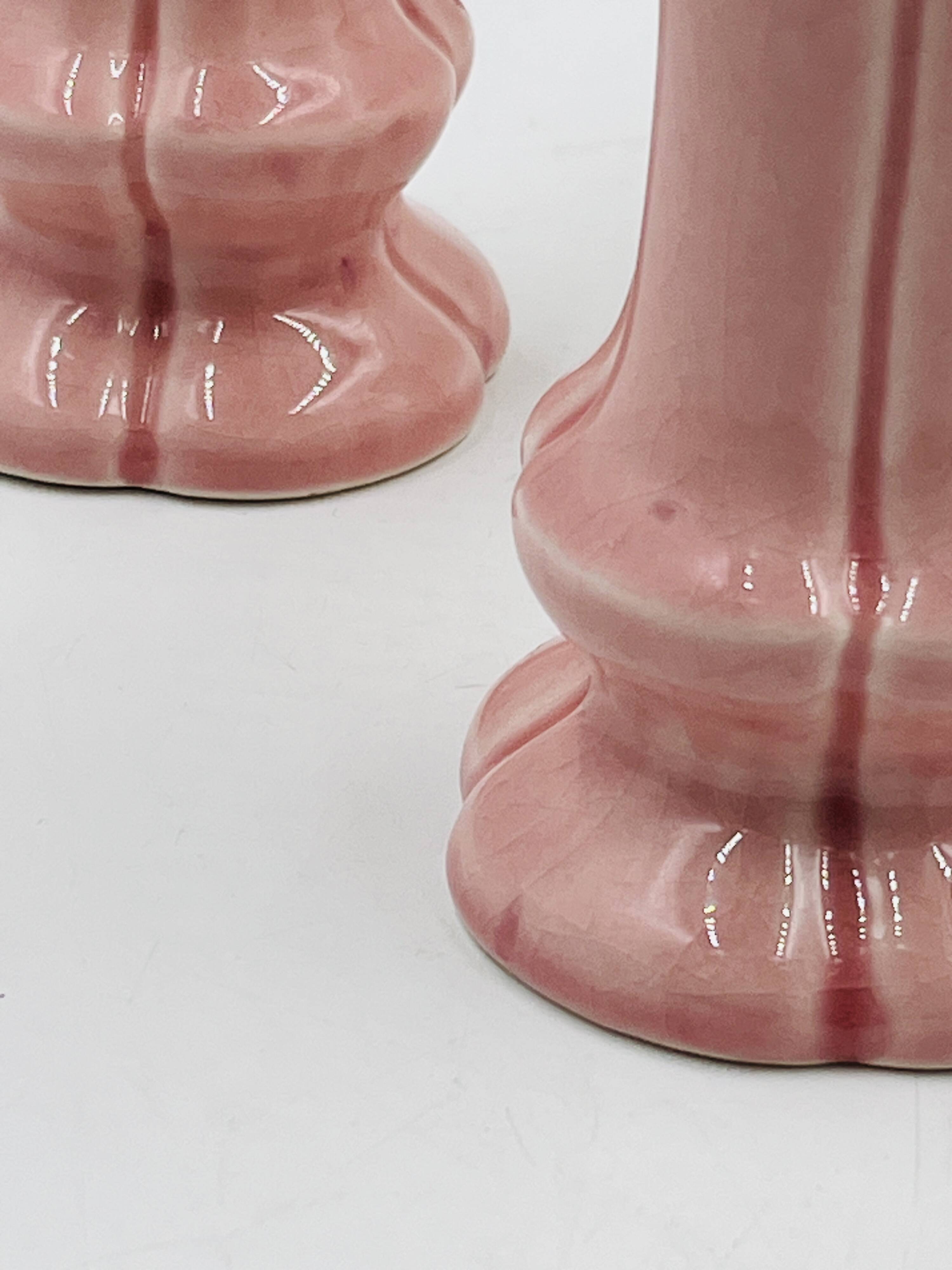 Set of 3 pink ceramic candle holders