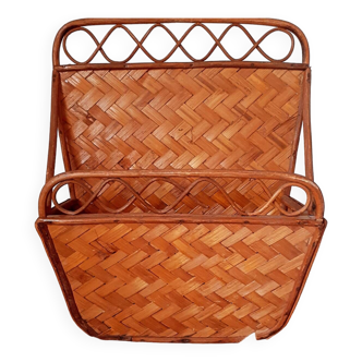 Very pretty rattan magazine holder from the 60s