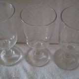 3 old big glasses thick blown with the mouth