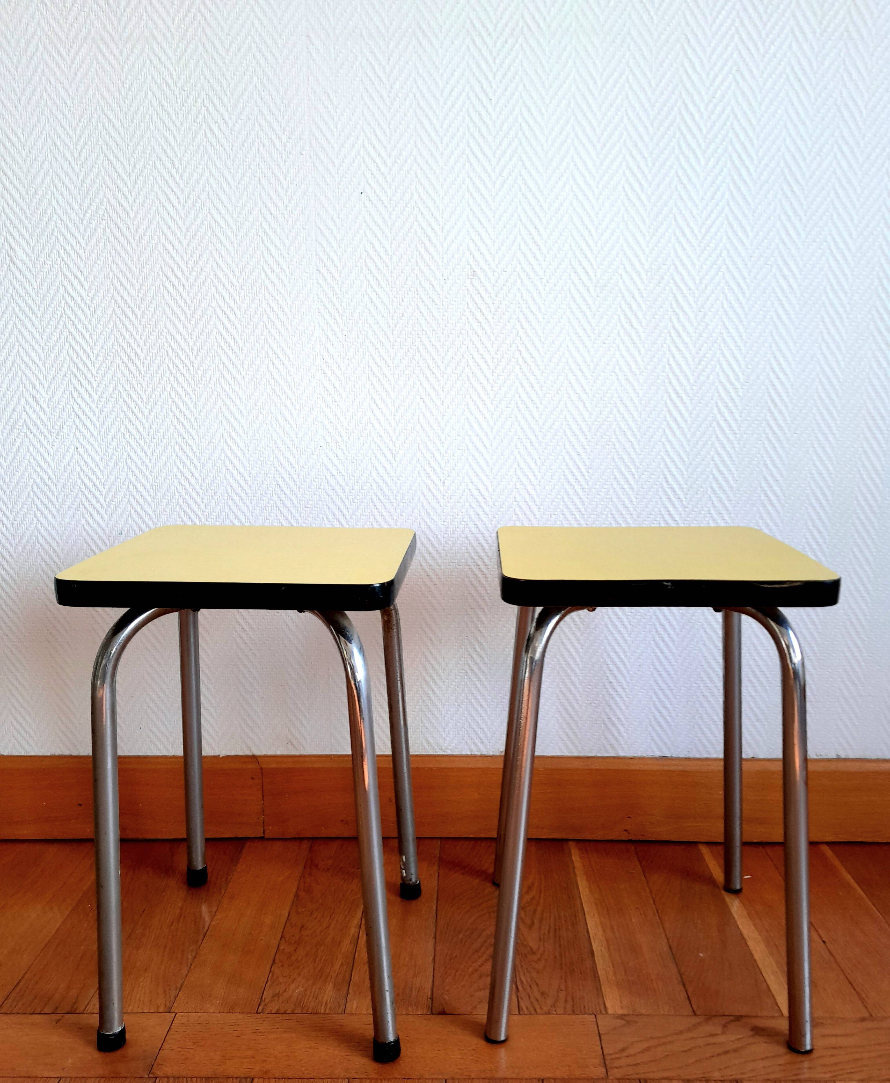 Yellow Formica table and chairs 1970