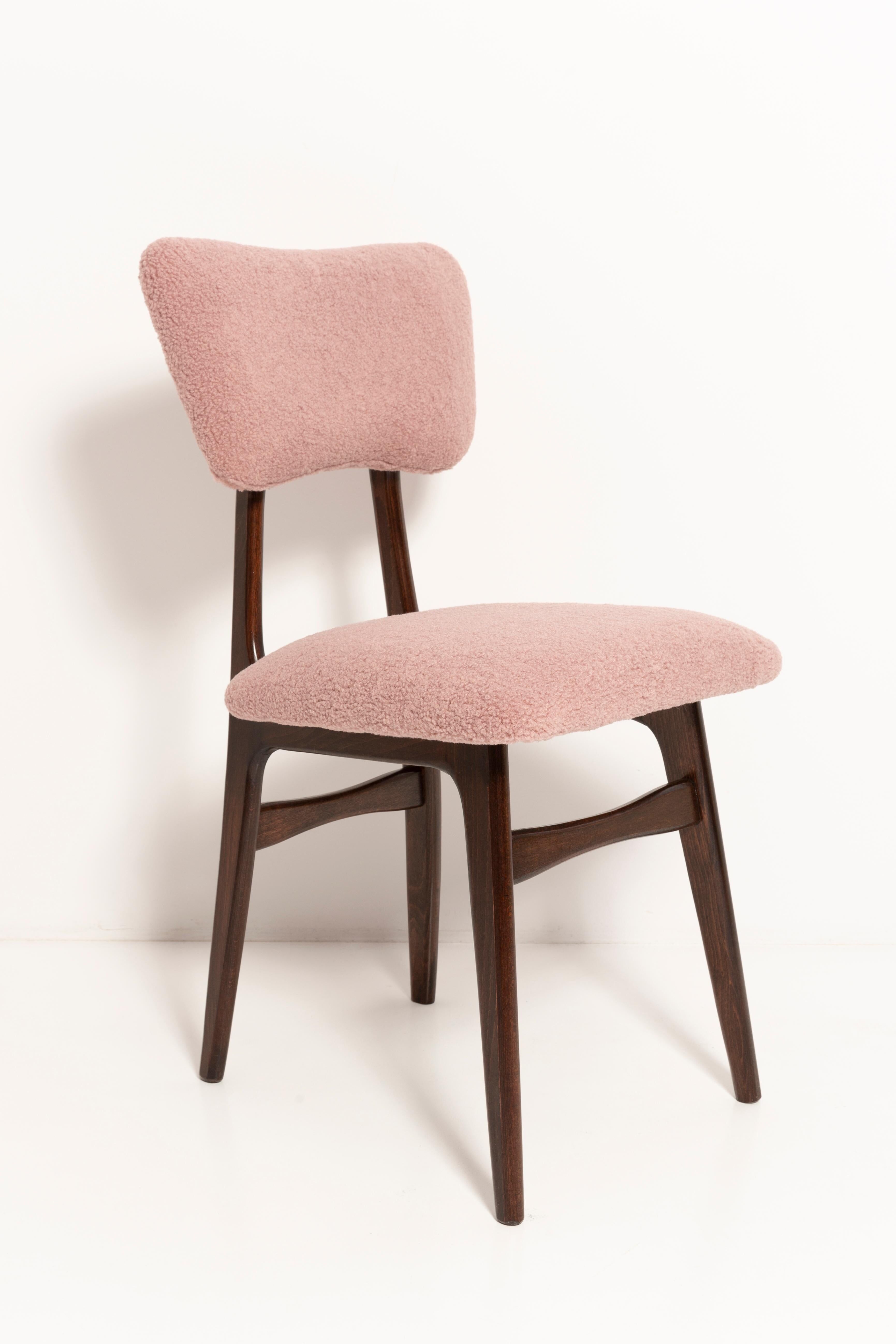 "Butterfly" dining chair in pink boucle, Europe, 1960s