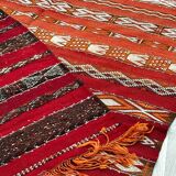 Antique Zemmouri rug, flat woven Berber rug, handmade Moroccan rug, home decor