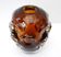 Mid-century modern biomorphic-shaped handmade crystal vase in amber and brown attributed to Börne Augustsson for Åseda, Sweden