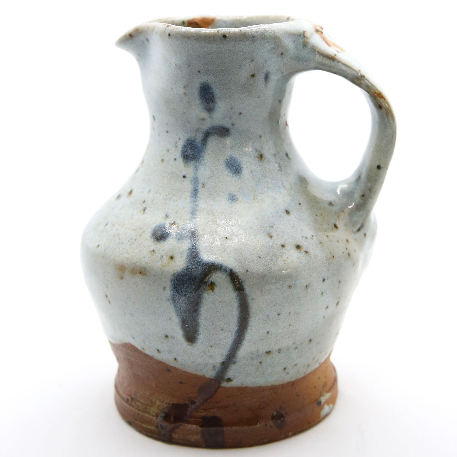 Enamelled sandstone pitcher with blue shades by Anne Kjaersgaard, La Borne