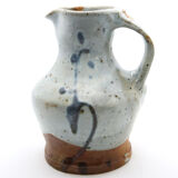 Enamelled sandstone pitcher with blue shades by Anne Kjaersgaard, La Borne