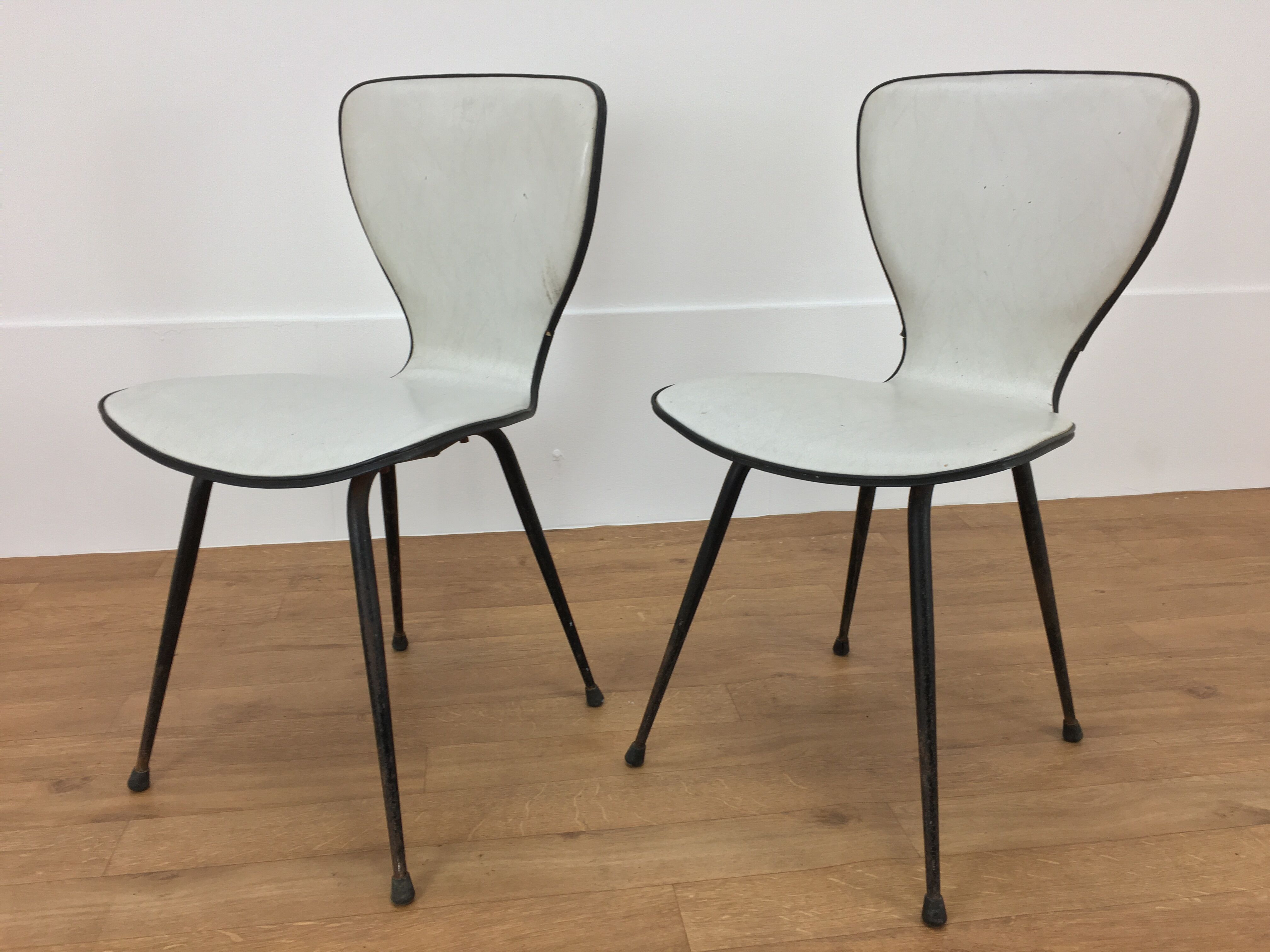 Pair of skai and metal chairs 1950