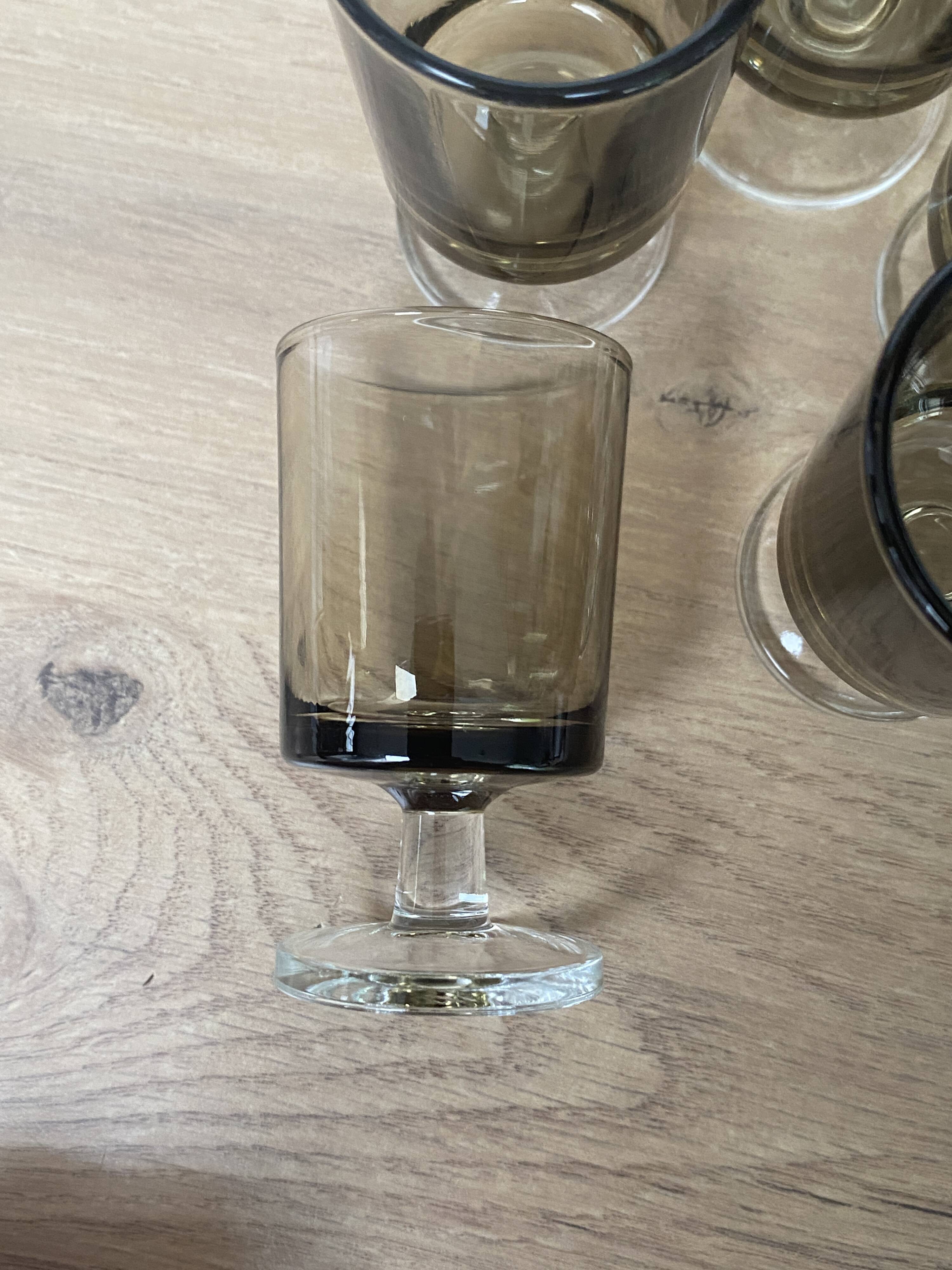 Set of 5 Luminarc Sweden smoked liqueur glasses