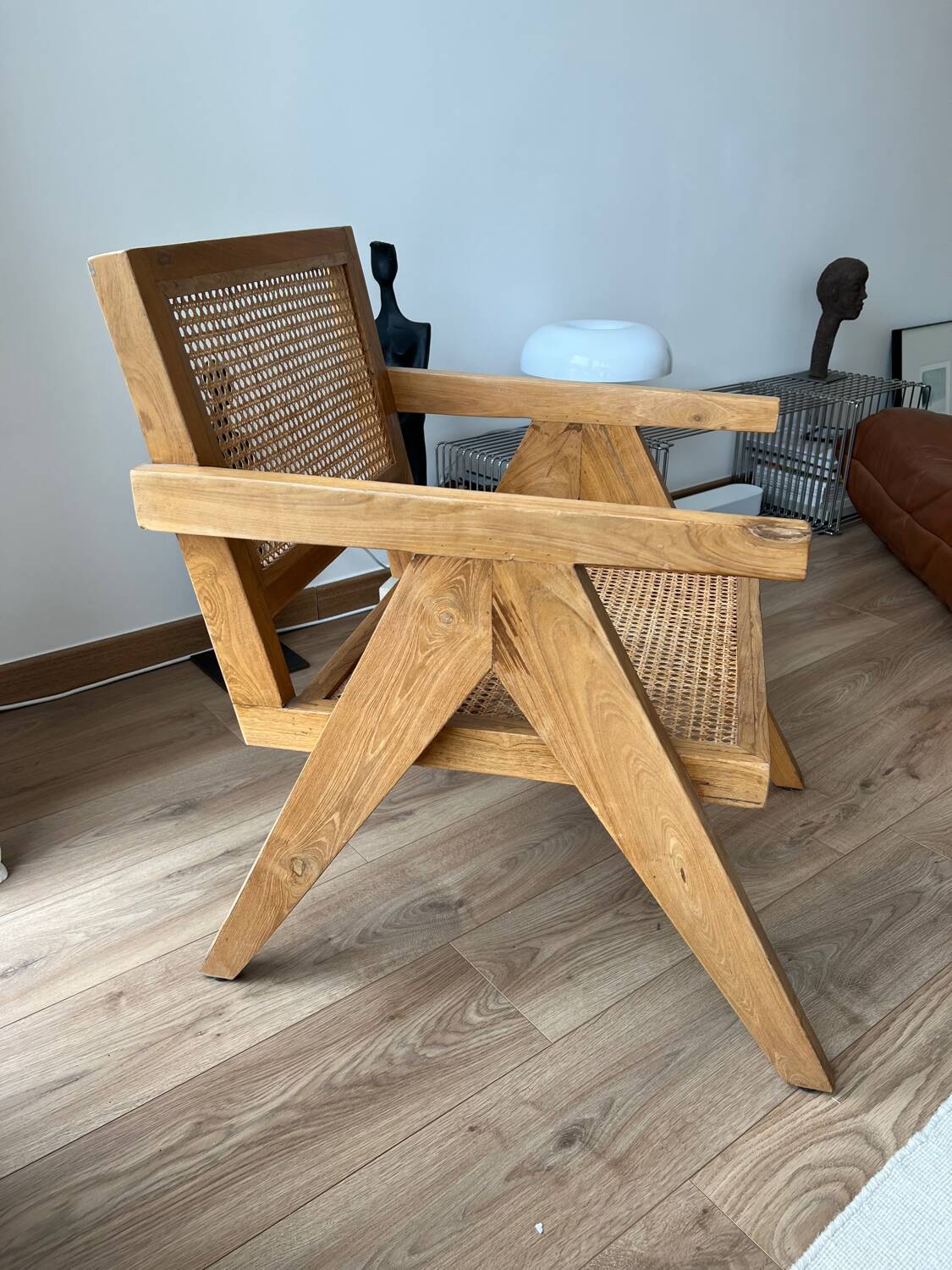 Fauteuil en bois et cannage