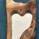 Brutalist mirror made of olive wood