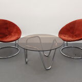 Coffee Table & Chairs Set by E. Lusch for Lusch & Co., 1960s, Set of 3