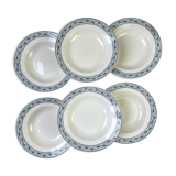 6 deep plates in Boulenger blue ironstone “Champigny”