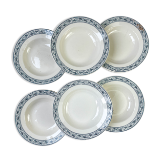 6 deep plates in Boulenger blue ironstone “Champigny”