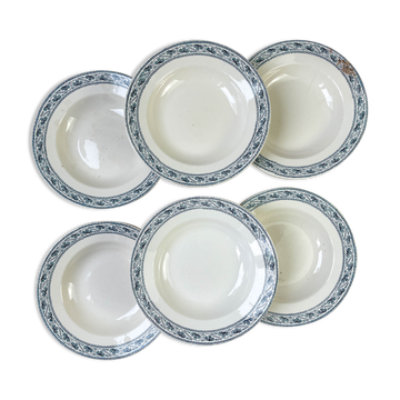6 deep plates in Boulenger blue ironstone “Champigny”