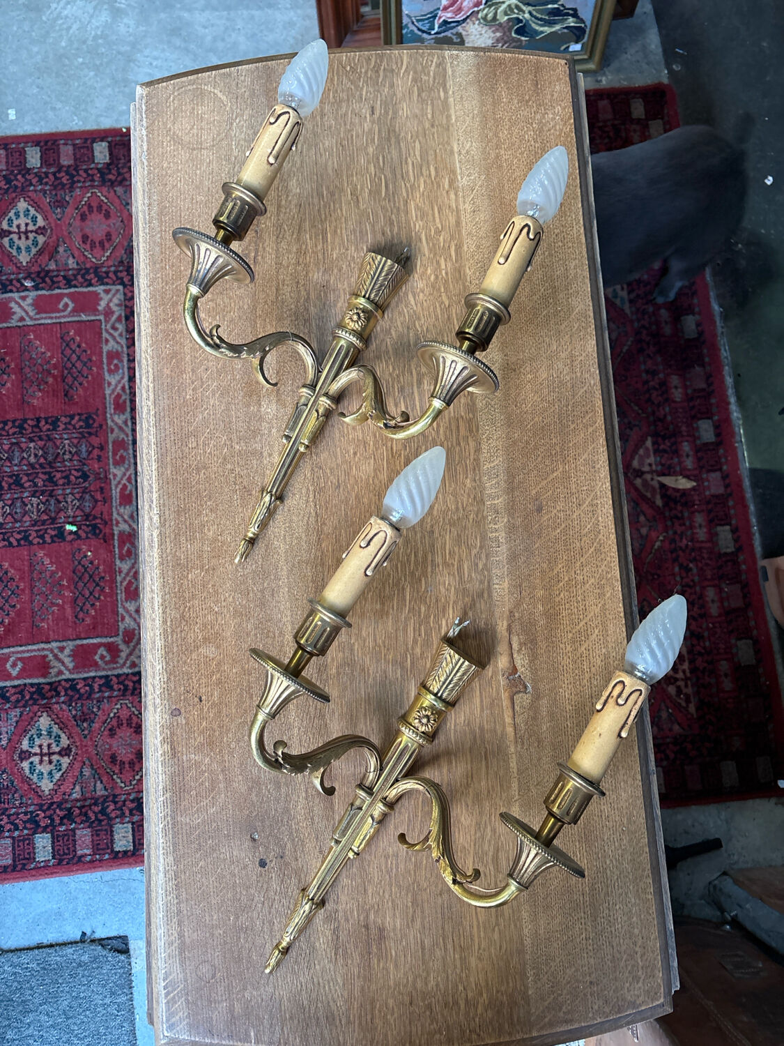 Pair of Louis XVI style bronze wall sconces – 2 arms