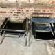 Pair of Marcel Breuer's Wassily armchairs in stainless steel and 60's leather