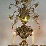 Rezzonico Venetian Lustre In Murano Glass Mordoré With Green Reflections, 10 Bras Of Light