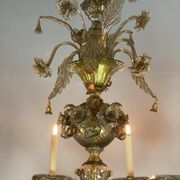 Rezzonico Venetian Lustre In Murano Glass Mordoré With Green Reflections, 10 Bras Of Light