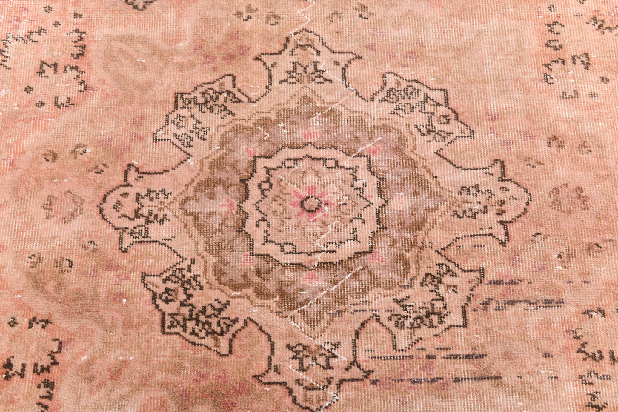 7x10 Dusty Pink Vintage Persian Rug, 199x303 Cm