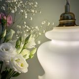 Vintage globe pendant lamp in white opaline