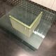 Square travertine vintage bass tabke and glass slab around 1970