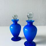 Duo de flacons bleu en verre