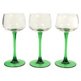 Set of 6 Vintage Luminarc Vins Moselle Wine Glasses Green