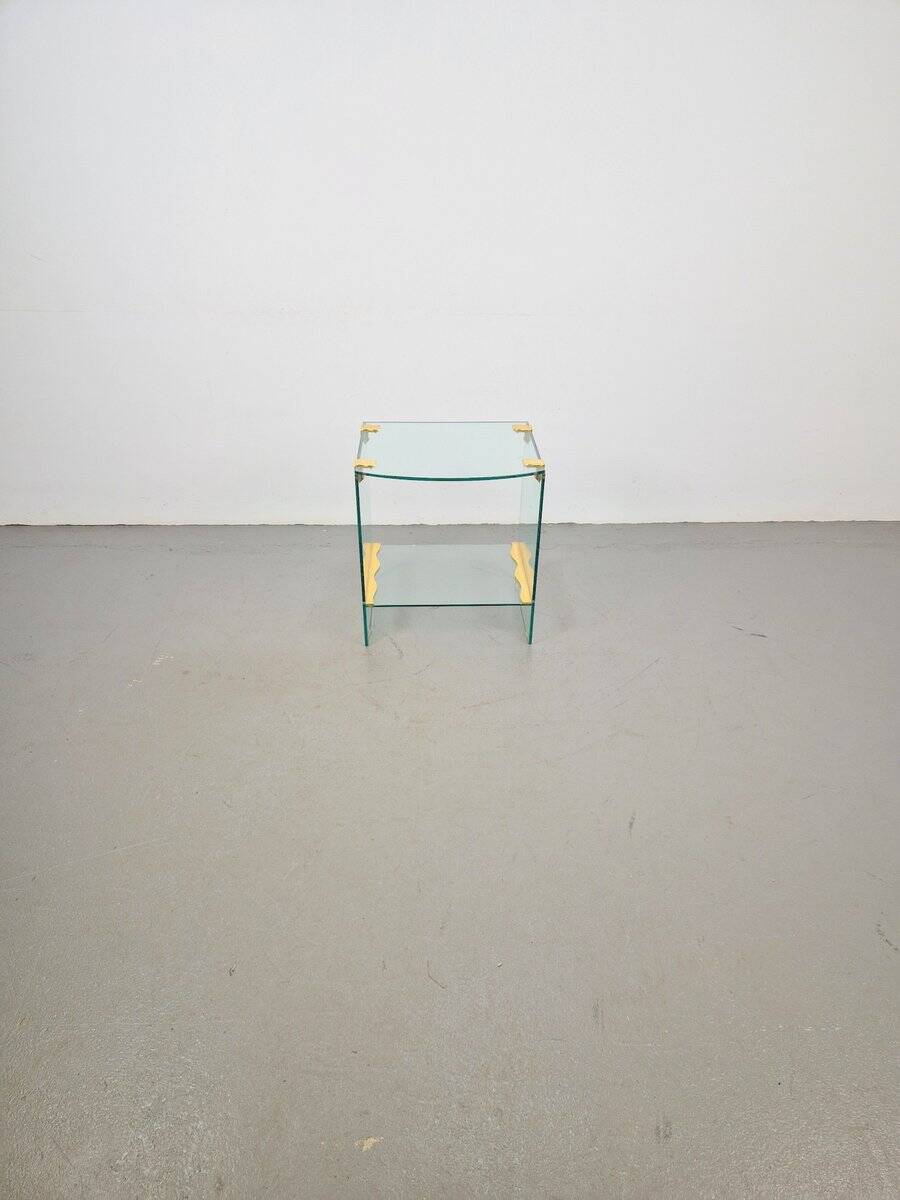 Vintage Regency Brass and Glass Side Table, 1970s