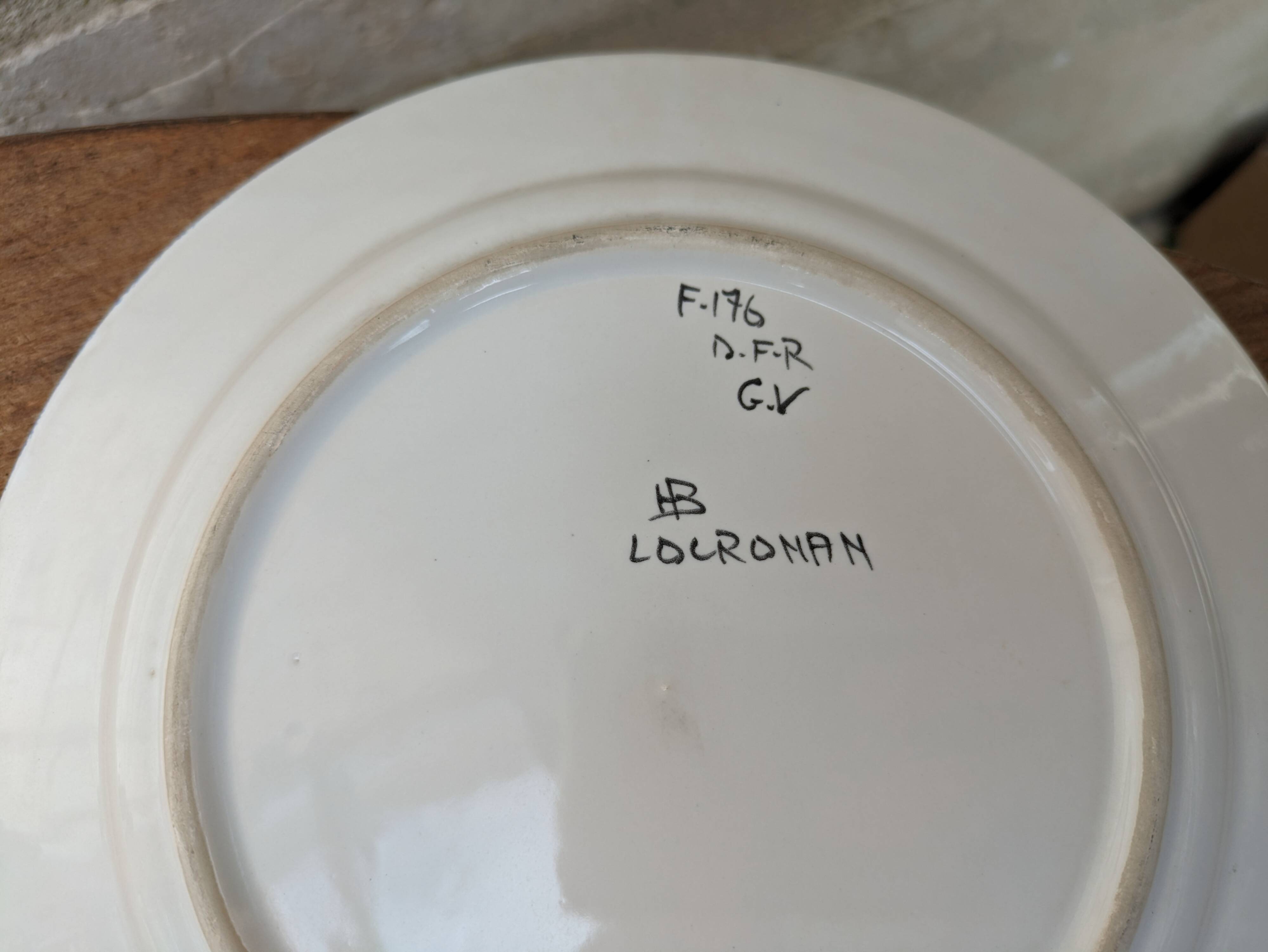 Old hand painted plate HB Locronan