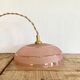 Pink glass suspension, fabric cable, ceramic ceiling lamp