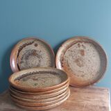 Dessert or cheese plates in Puisaye stoneware, Jean-Pierre Prud’homme