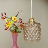 Vintage amber glass globe pendant light