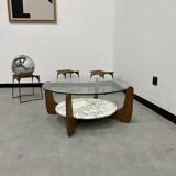 Hugues Poignant coffee table in marble and glass