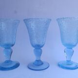 5 glasses with blue Biot stemmed