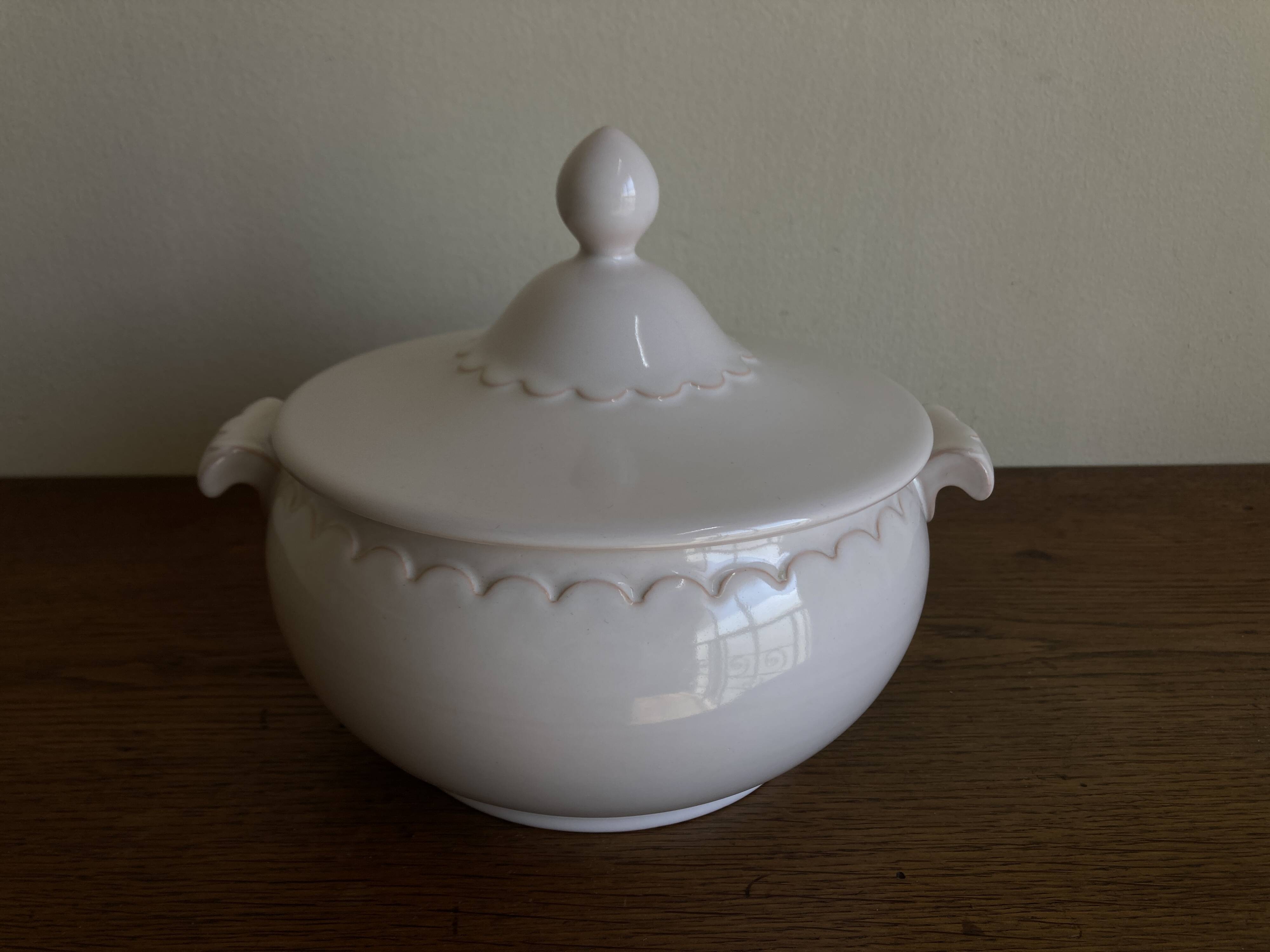 Neo-classical soup tureen Festons Pierre Motton Gien earthenware 1970