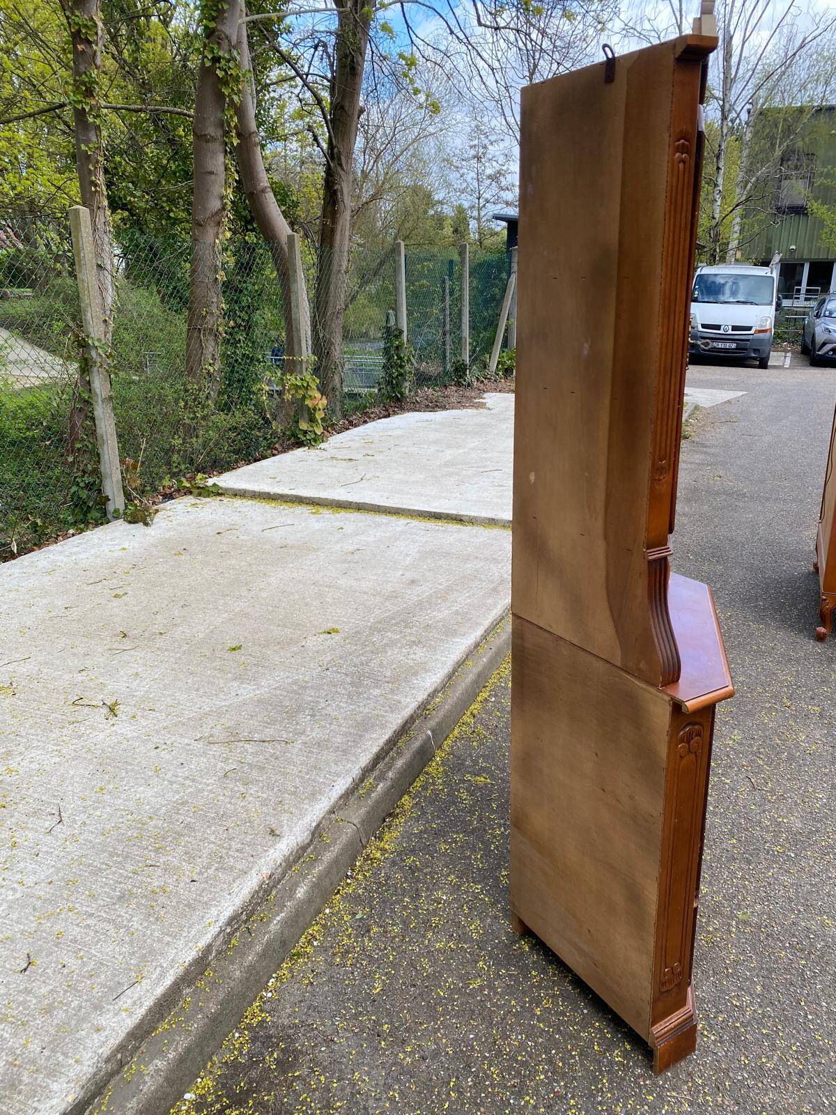 Vitrine d'angle 2 corps encoignure anglaise victorienne en bois