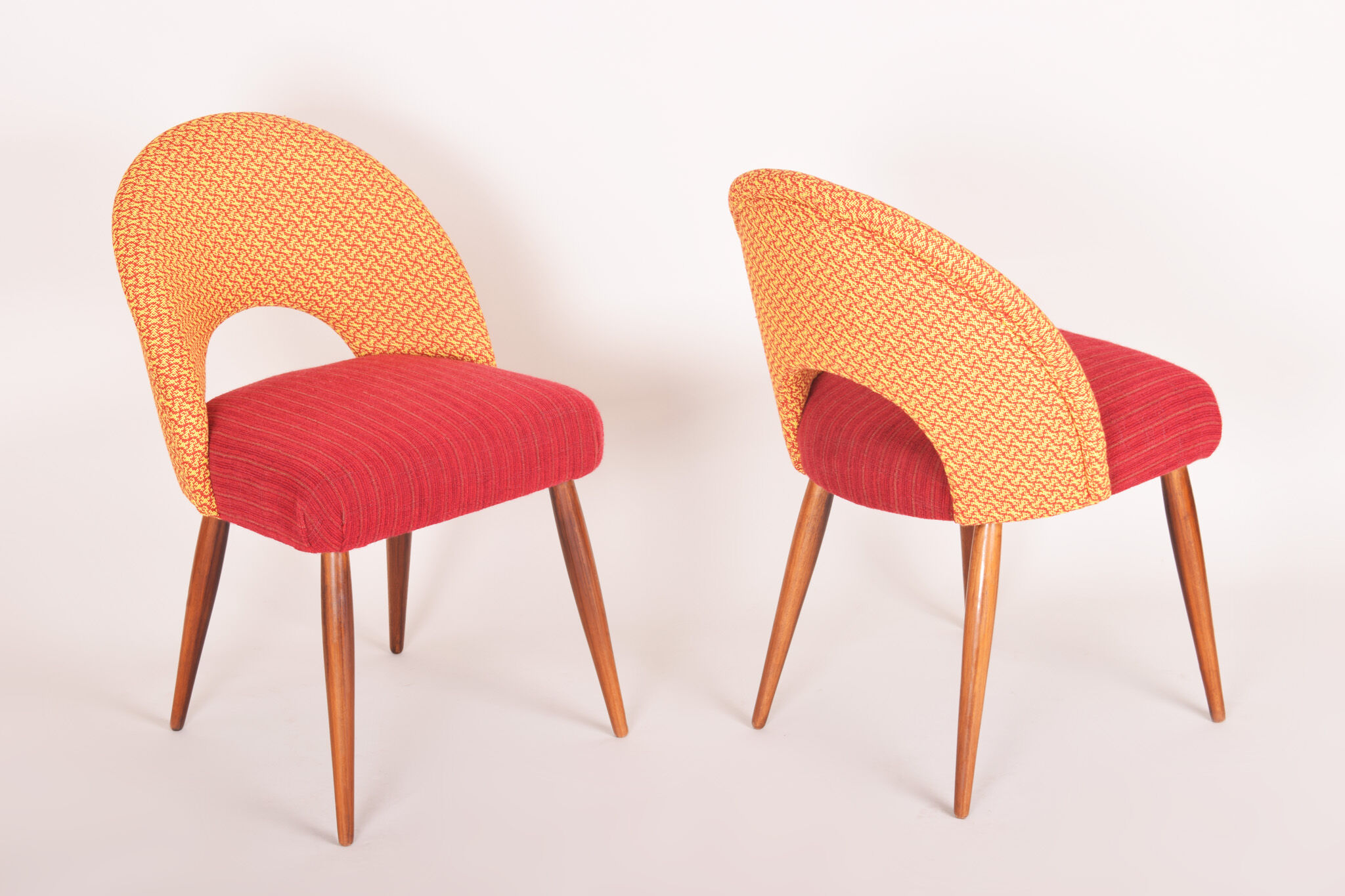 Four czechoslovak midcentury chairs, with new upholstery and original fabric