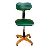 Chaise de bureau Polster Gleich Klöber en skaï vert, bois et métal – milieu du siècle