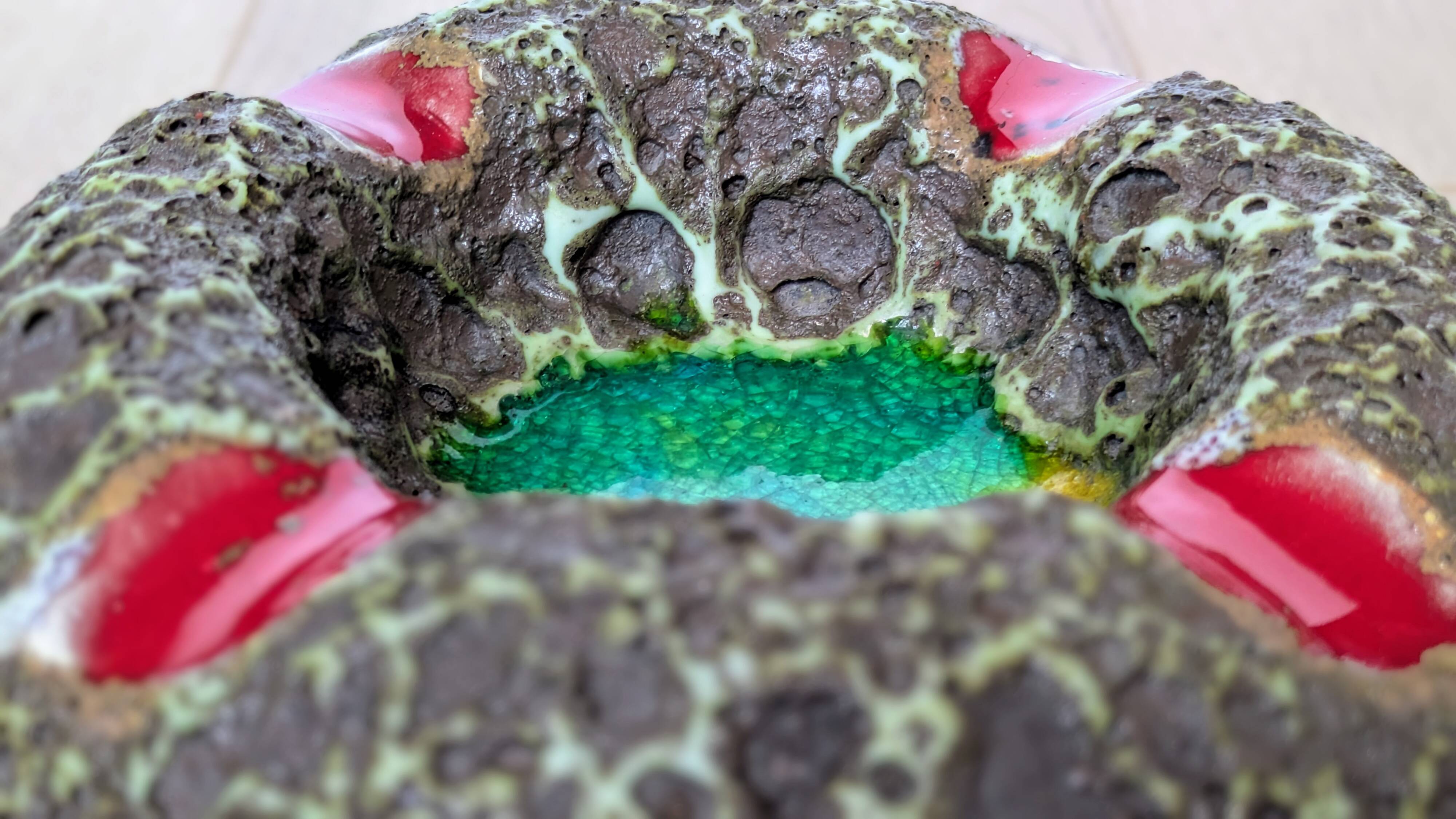 ceramic ashtray – France, 1960s – volcanic enamel